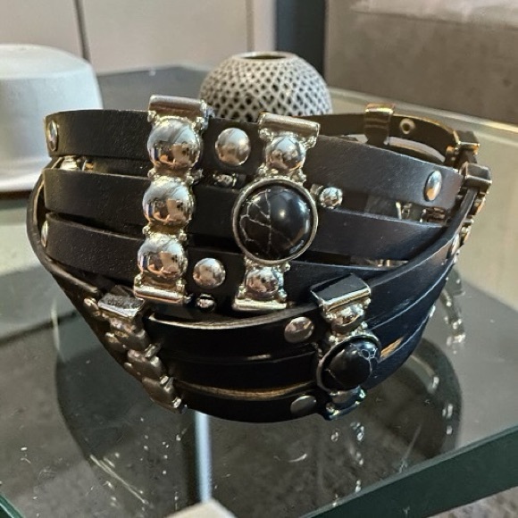 Maje Accessories - Maje Black Leather Studded Belt Size 3